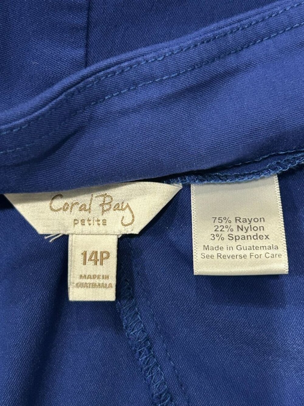 Coral Bay 14P Cobalt Blue Stretch Pull-On Capris Gold Button Nautical Royalcore - Picture 5 of 9